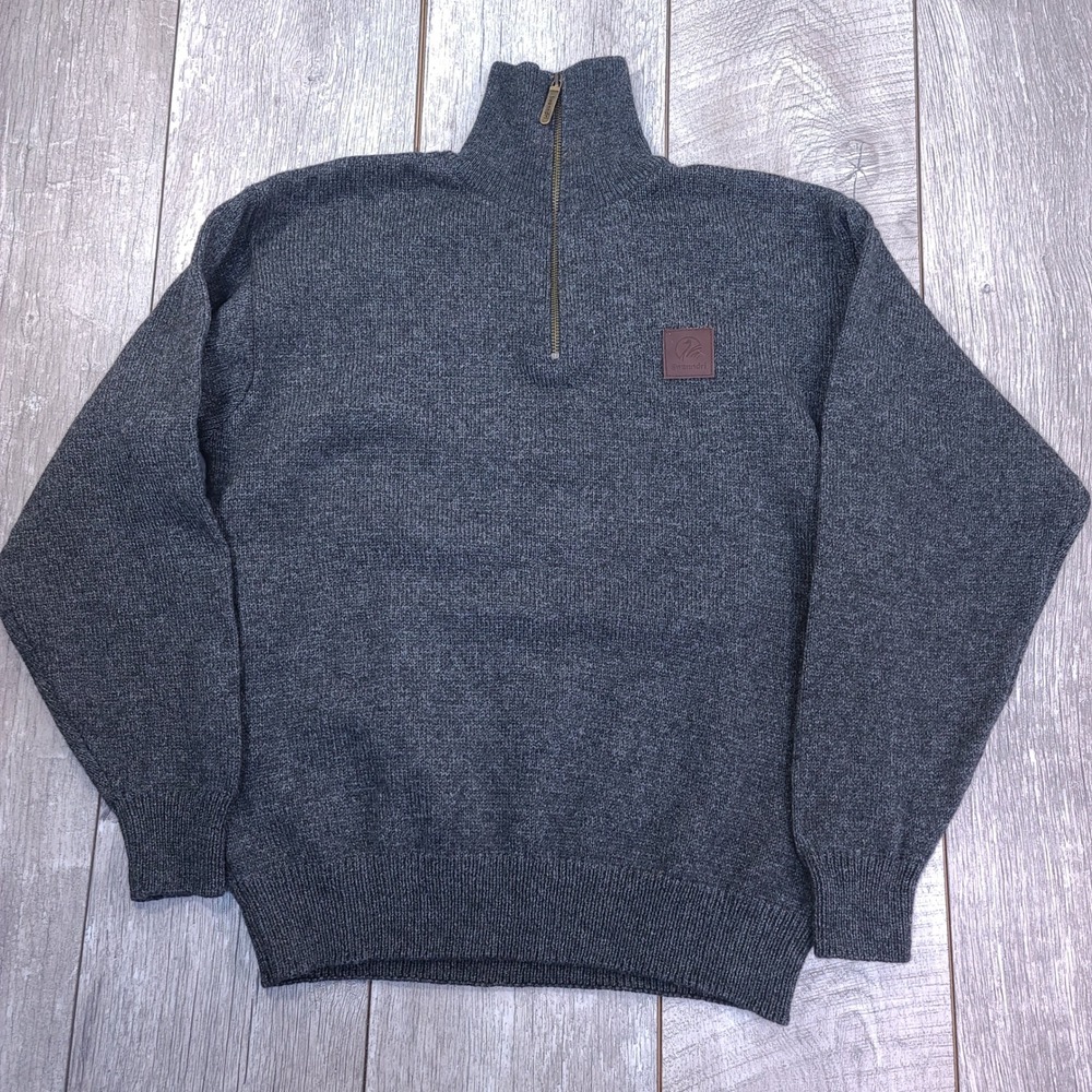 Swanndri Mariner Sweater Mens Small Grey Quarter Zip Wool Blend Knit